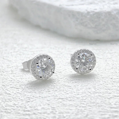 0.5-2CT Moissanite Stud Earrings for Women Sparkling Lab Diamond Sterling Silver S925 Wedding Party Jewelry Certified