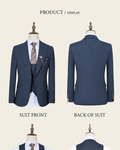 High-end Brand Formal Business Men's Suits Single Breasted Solid Color Slim Fit Suit wedding three-piece