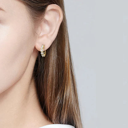 100% 925 Sterling Silver each 0.2ct 3.5mm Moissanite Hoop Earrings For Women Sparkling Wedding Party Fine Jewelry Gift