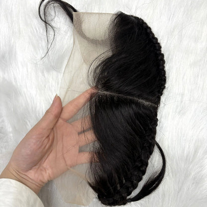 13x4 Transparent Lace Frontal with Braids 10 Inches Natural Brazilian Remy Hair Lace Frontal with Baby Hair for Women Girls