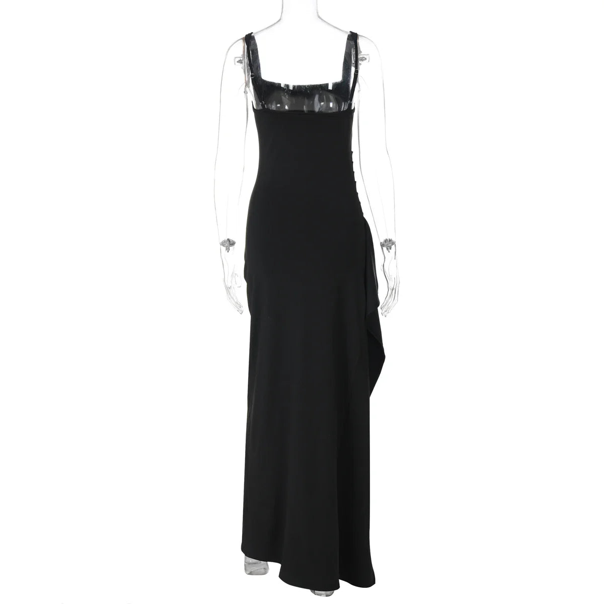 Women Elegant Solid Straps Slit Ruched Patchwork Sexy Bodycon Maxi Dress Summer Outfits Evening Party Birthday Festival