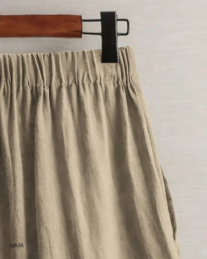 Women's High Waist Cotton Linen Blend Shorts  Elastic Waist with Pockets Summer Casual Loose Wide Leg Rolled Hem Female Pants