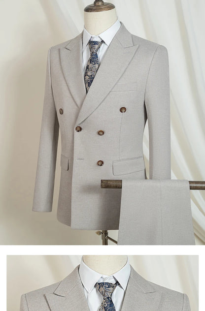 Turkish style Elegant Man Suit khaki 2 Pcs Set Modern Wedding Party Suits for Men Stylish Business office suit