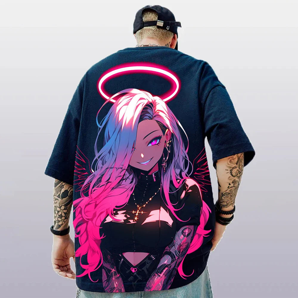 3d Anime Character Print Men's T-Shirt 2024 New Oversized Short Sleeve T-Shirt For Men Street Hip-Hop Tee Top Quick Dry T Shirts