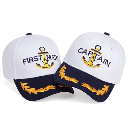 Men Women Baseball Caps Embroidered Captain & First Mate Hats Boating Marine Sailor Party Fun Hat