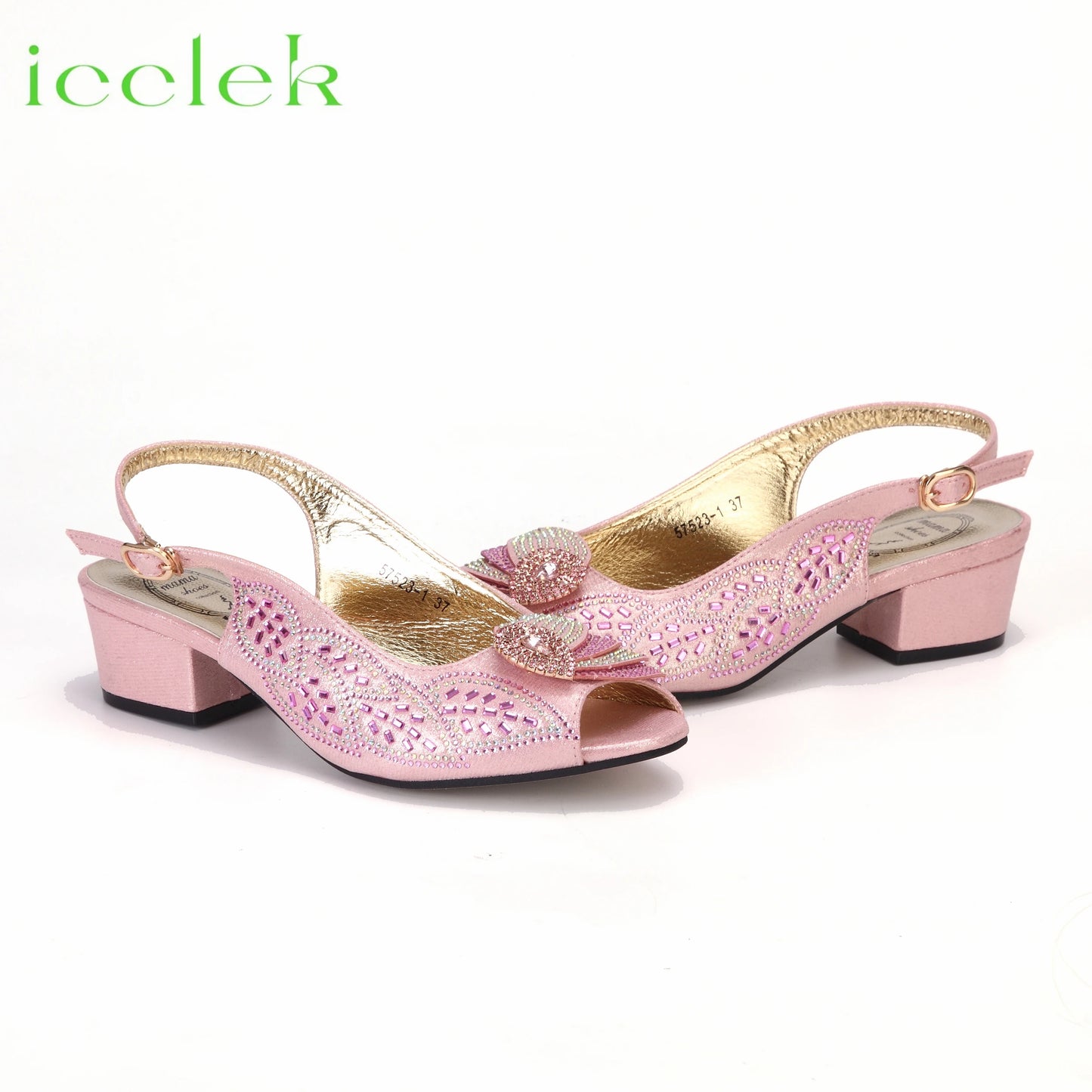 2023 Newest INS Style Brown Color Elegant Low Heels Nigeria Popular Design African Ladies Shoes And Bag Set for Wedding Party