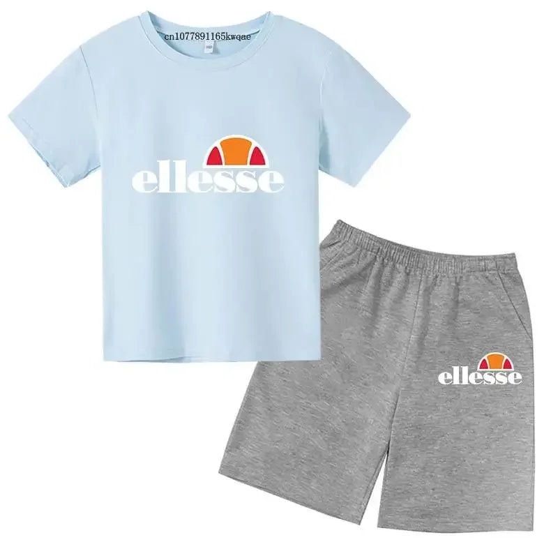 Kids Summer Leisure Letter 2pcs O-neck Short Sleeve T-shirts+Pants Suits 3-13 Years Boys Girls Casual Outfits Children Clothes