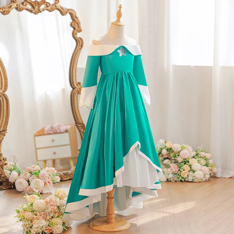 Summer Green Rosalina Dress Girls Costume 2026 Girls princess elegant Gown Children Birthday Party Carnival Fancy Outfit