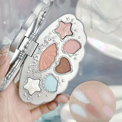 Shell Jewelry Gift Set Makeup Kit Full Professional Lip Gloss Highlighter Blush Baked Powder 10pcs Kits