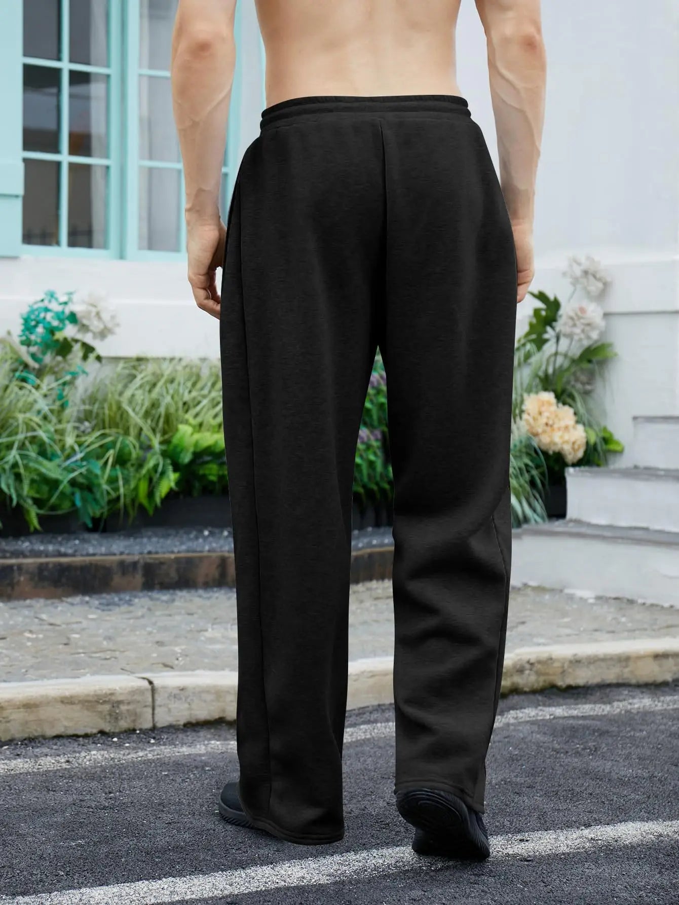 2025 men's wide leg sweatpants, European and American men's and women's sweatpants, waist drawstring straight leg loose casual s