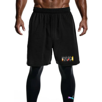 Men's 2 Piece Running Set Quick Dry Sport Shorts with Compression Tights for Gym Fitness Jogging Basketball