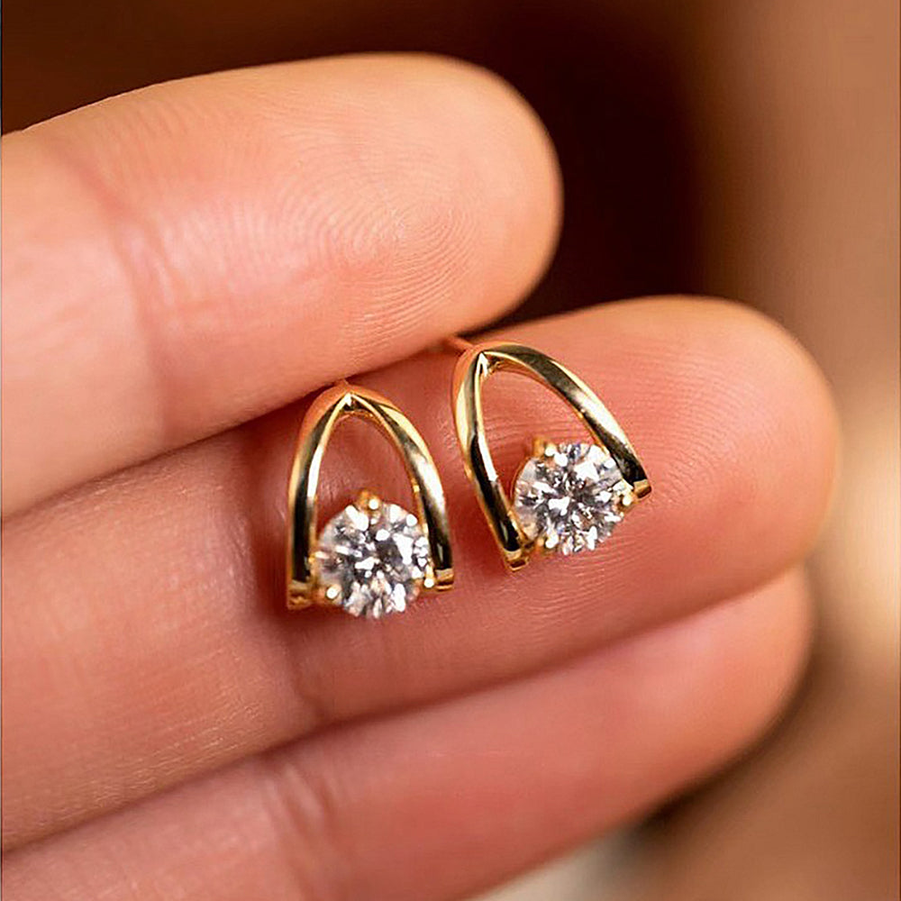 0.5/1 Carat D Color Moissanite Diamond Stud Earrings 925 Sterling Silver Plated Yellow Gold Ear Studs for Women Fine Jewelry