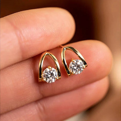 0.5/1 Carat D Color Moissanite Diamond Stud Earrings 925 Sterling Silver Plated Yellow Gold Ear Studs for Women Fine Jewelry