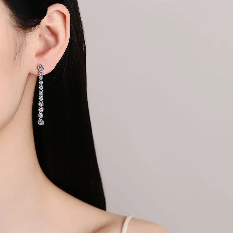 Full Moissanite Earrings for Women S925 Sterling Silver with Gold Plated Ear Stud Wedding Party Luxury Earring Jewelry