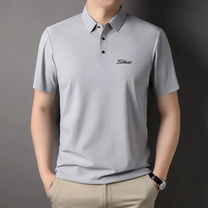 Men's Golf Outdoor Casual Polo Shirt T-Shirt Summer High-End Brand Cool and Breathable Fitness Sports Short Sleeve Top