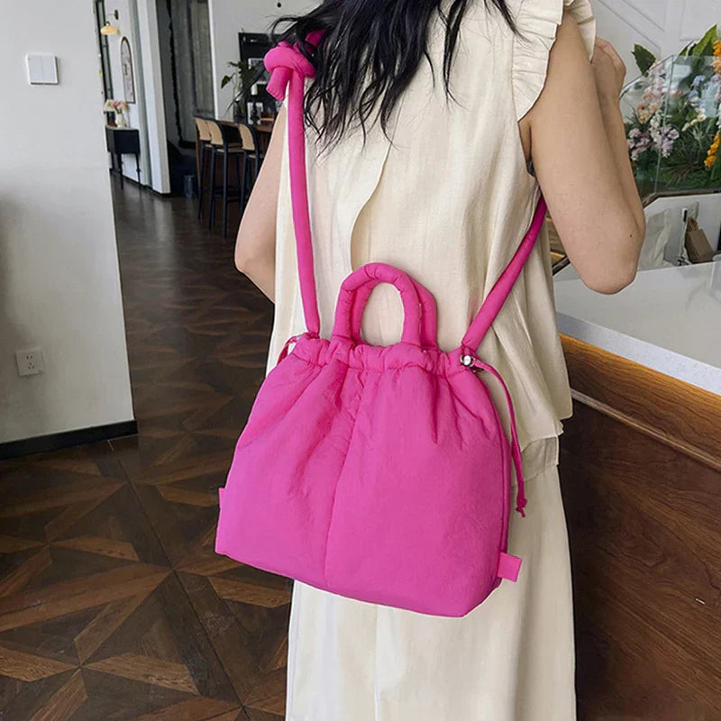 Fashion Casual Large Capacity Puffer Tote Bag Designer Padded Nylon Women Shoulder Bags Handbags Knotted Strap Crossbody Bags