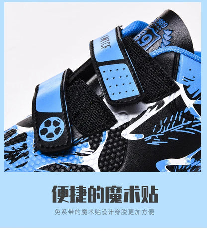 Kids Soccer Shoes HOOK&LOOP Football Sports Shoes Boy Outdoor Non-Slip Training Shoes Child Lightweight Children's Soccer Cleats