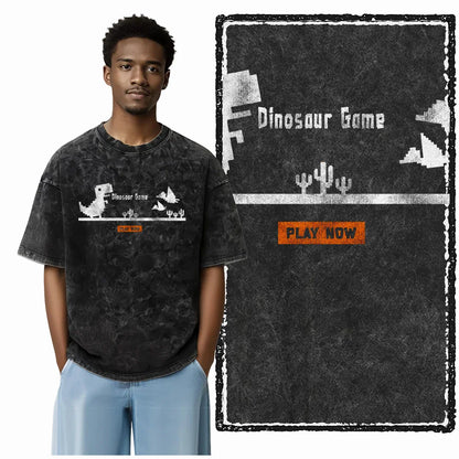 THEME Printed Cotton Acid Washed Exclusive Graphic Unisex T Shirt Cool Streetwear Men Tshirts Big Size Tee for men