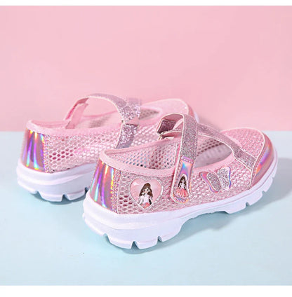 Summer Brand Non-slip Beach Shoes Children Sandals Girls Casual Shoes Kids Flowers Princess Flat Shoes Size 26-36
