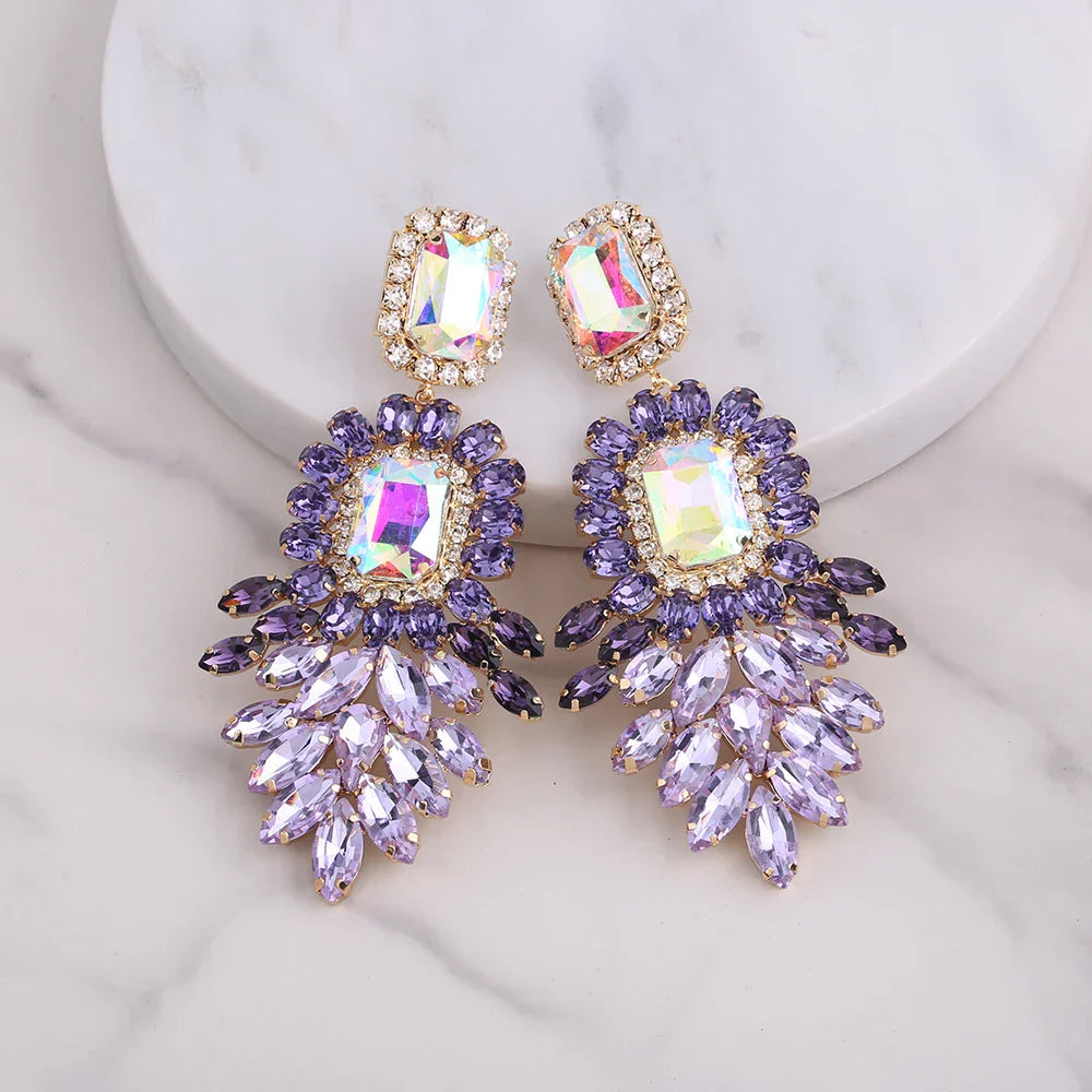 New Crystal Dangle Earrings For Women Rhinestone Earrings Weddings Ladies Party Fashion Jewelry Accessories Wholesale Gifts