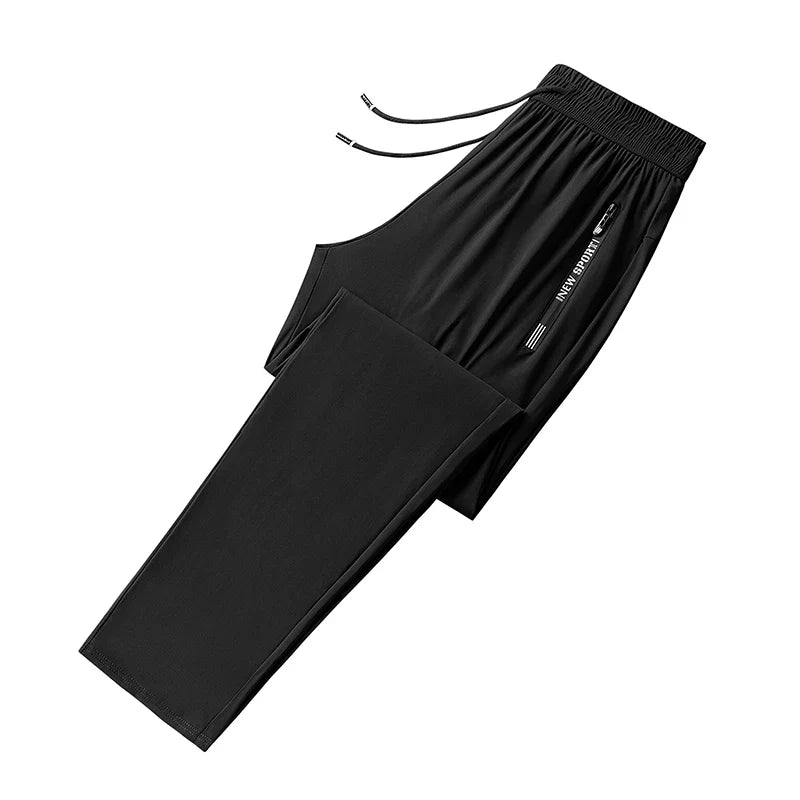 Men's Outdoor Running Fitness Fashion Trend Ice Silk Pants for Spring and Summer Windproof Breathable Lightweight Casual Pants