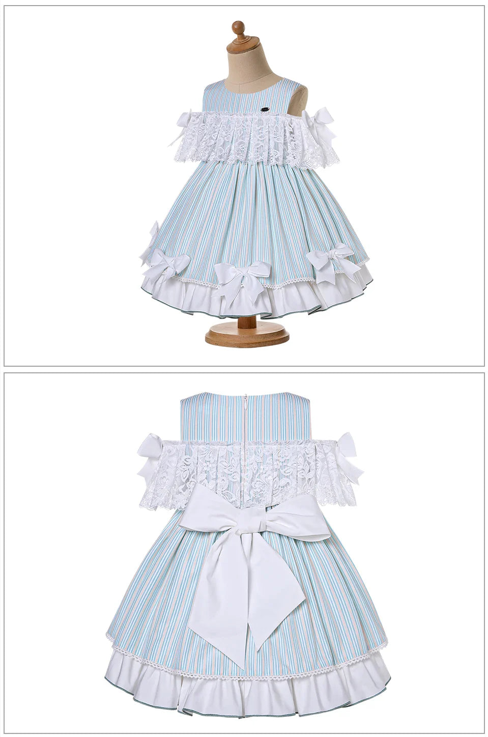 Pettigirl Vestido Casual Infantil Meninas Festa Casamentos Madrinha Princesa Listrado Azul Verão Roupas Infantis 2 a 12 anos