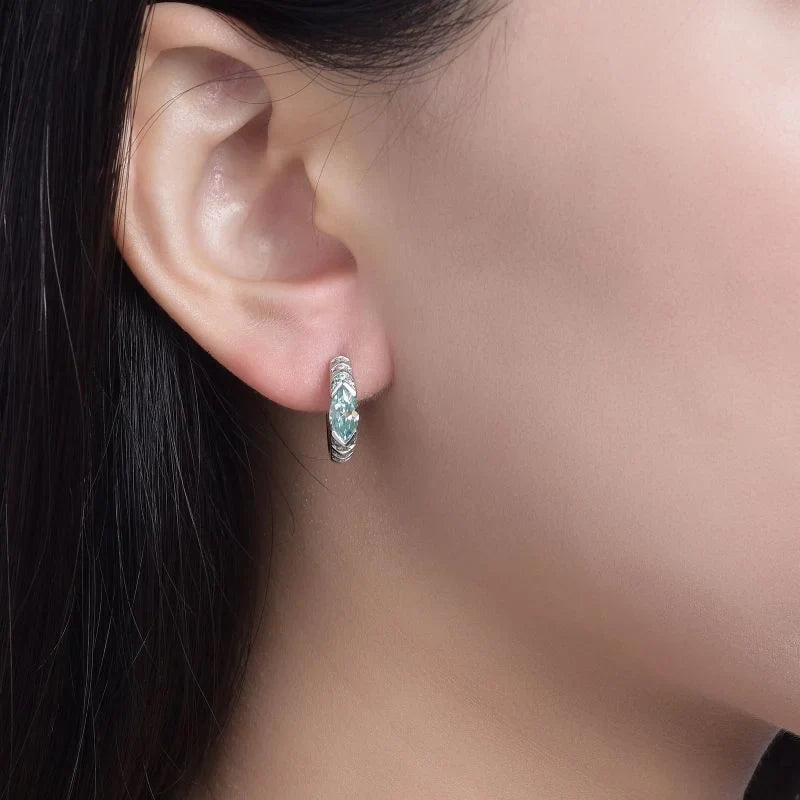 4*8MM Horse Eye D Color Blue Green Moissanite Earrings 100% 925 Sterling Silver For Women Top Quality