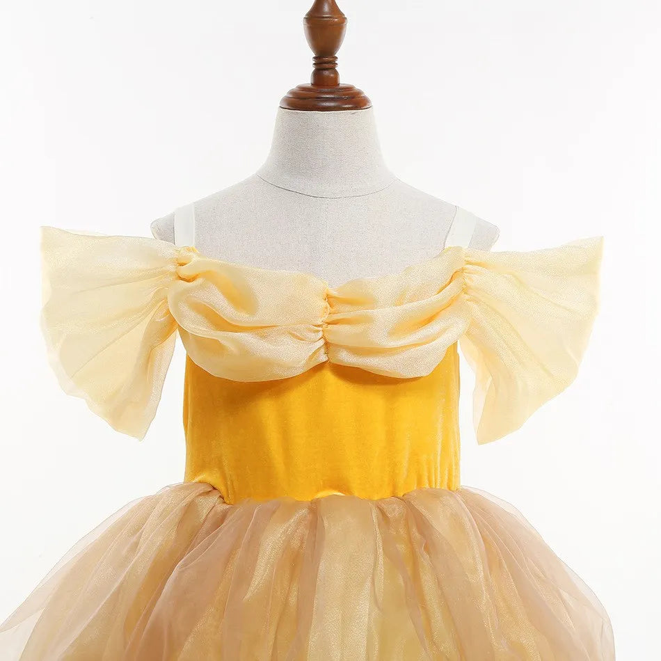 2025 Belle Costume for Girl Carnival Party Princess Dress Children Deluxe Beauty Ball Gown Kids Anna Belle Cosplay Elegant Dress