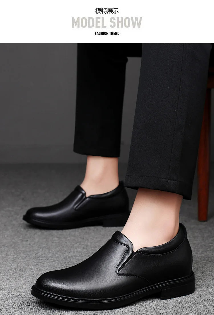 Height Increasing Shoes for Men 6cm 8cm Invisible Elevator Leather Casual Shoes Leathe Zapatillas De Hombre Large-sized Shoes