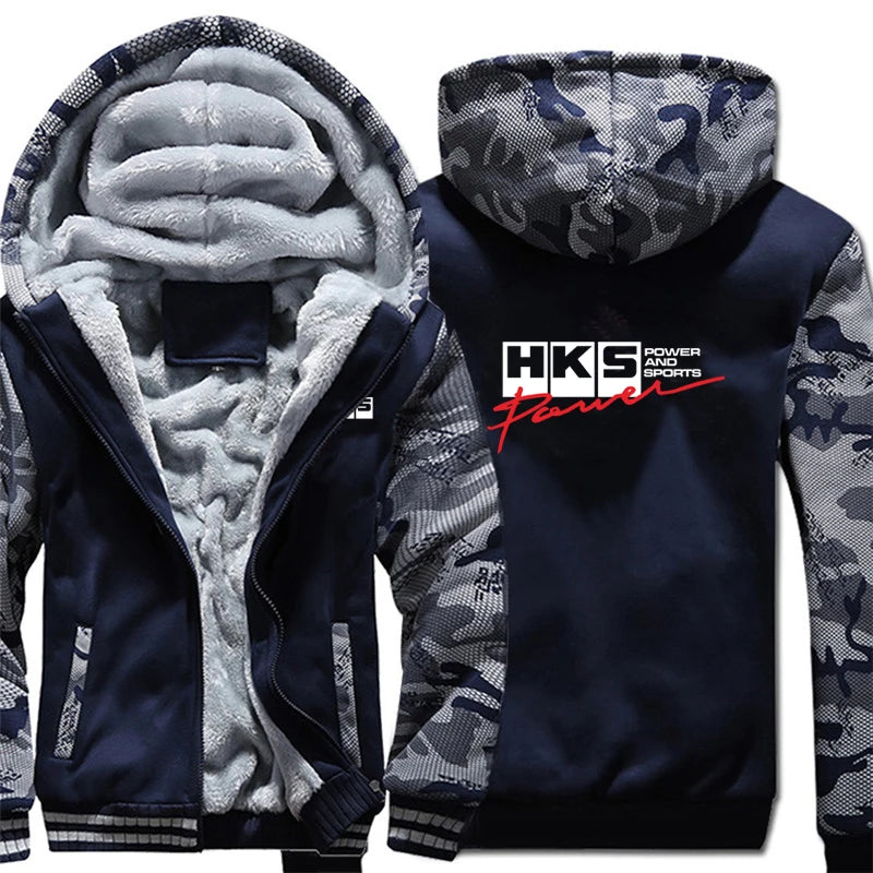 HKS Power and Sports Hoodies Men Streetwear Coat Wool Liner Jacket HKS Sweatshirts Warm Hoody