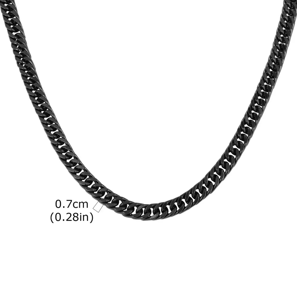 3/5/7/9mm Thick Cuban Chain Necklaces for Men Women,Simple Miami Curb Links Collar,Waterproof Stainless Steel Unisex Chain