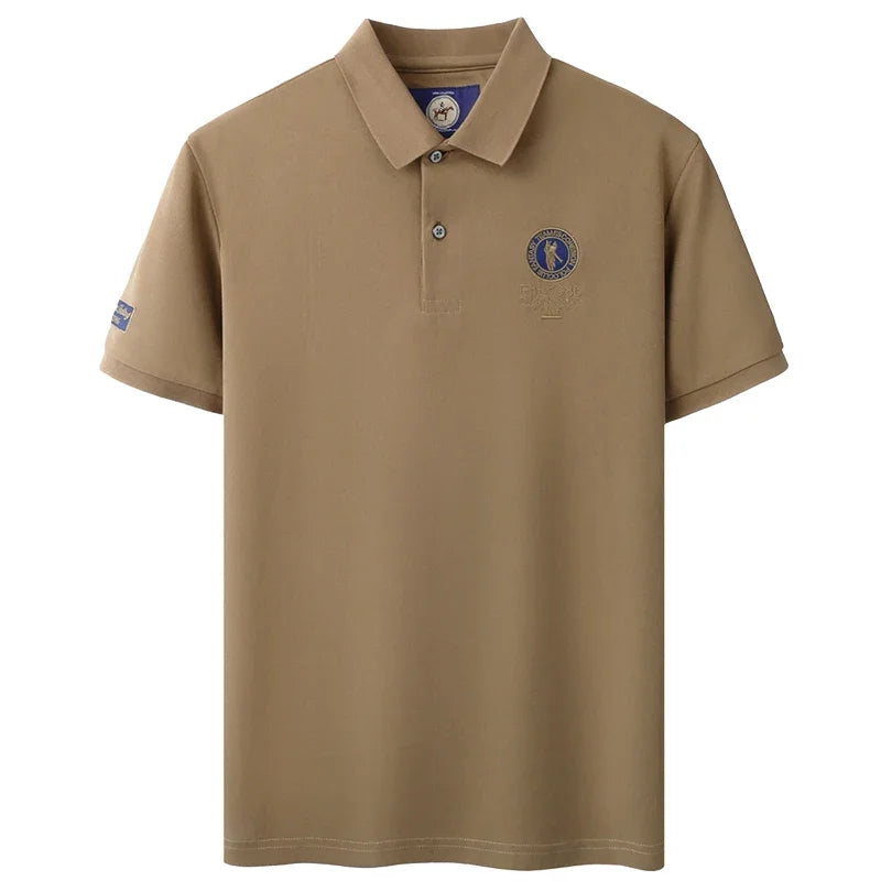 Luxury brand badge embroidery polo shirt short sleeve men's summer top fashionable breathable lightweight comfort casual T-shirt