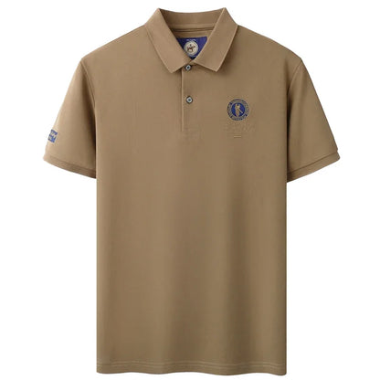 Luxury brand badge embroidery polo shirt short sleeve men's summer top fashionable breathable lightweight comfort casual T-shirt