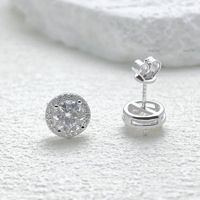 0.5-2CT Moissanite Stud Earrings for Women Sparkling Lab Diamond Sterling Silver S925 Wedding Party Jewelry Certified