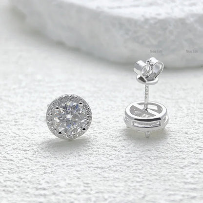 0.5-2CT Moissanite Stud Earrings for Women Sparkling Lab Diamond Sterling Silver S925 Wedding Party Jewelry Certified