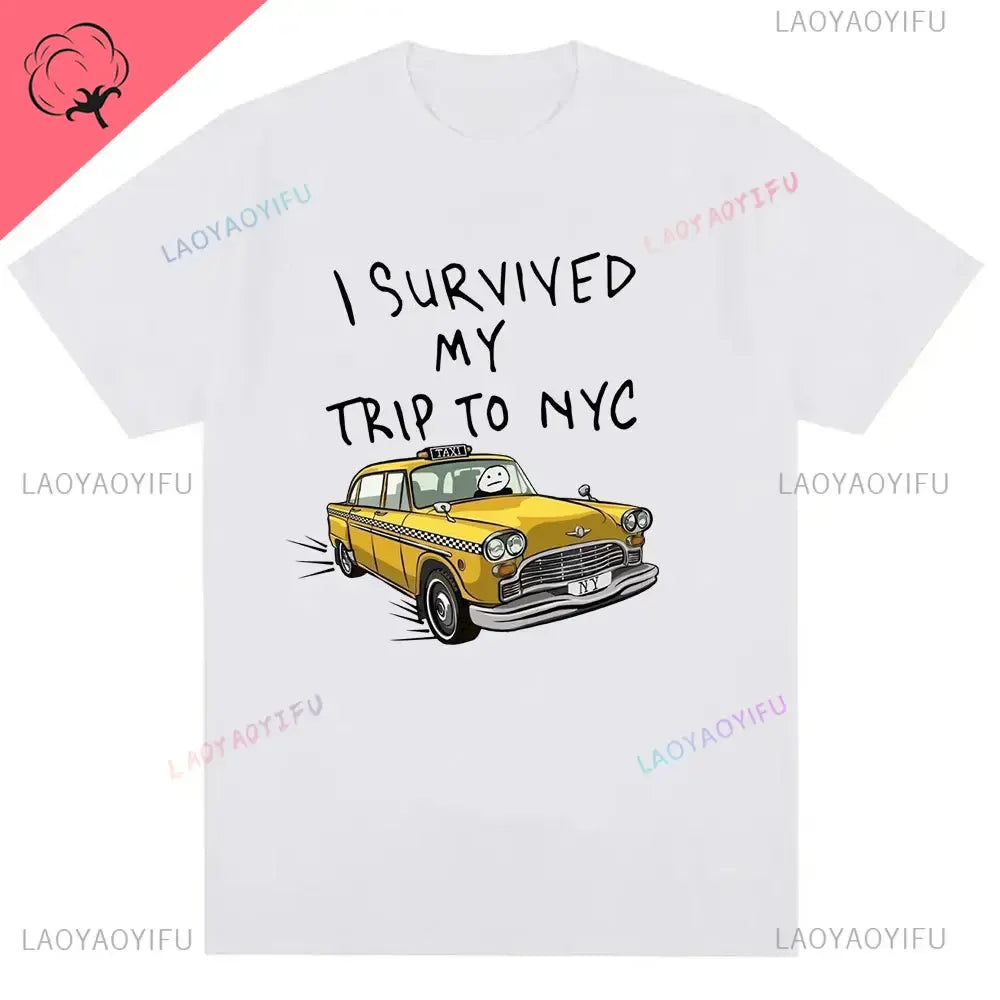Tom Holland Same Style I Survived My Trip To NYC Classic T Shirt Vitruvian Pizza Tee Women Men Fashion Casual Oversized T-Shirt