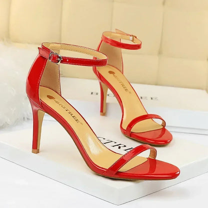 Women Gladiator Stiletto Classic Ankle Strap Holiday Beach Sandals Lady Fashion Suede 8cm 11cm High Heels Sexy Red Brown Sandles
