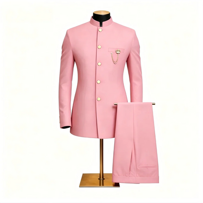 Men's 2-Piece Suit Casual Business Solid Color Turn-Down Collar Single Button Blazer Pants Ensemble Moda Masculina