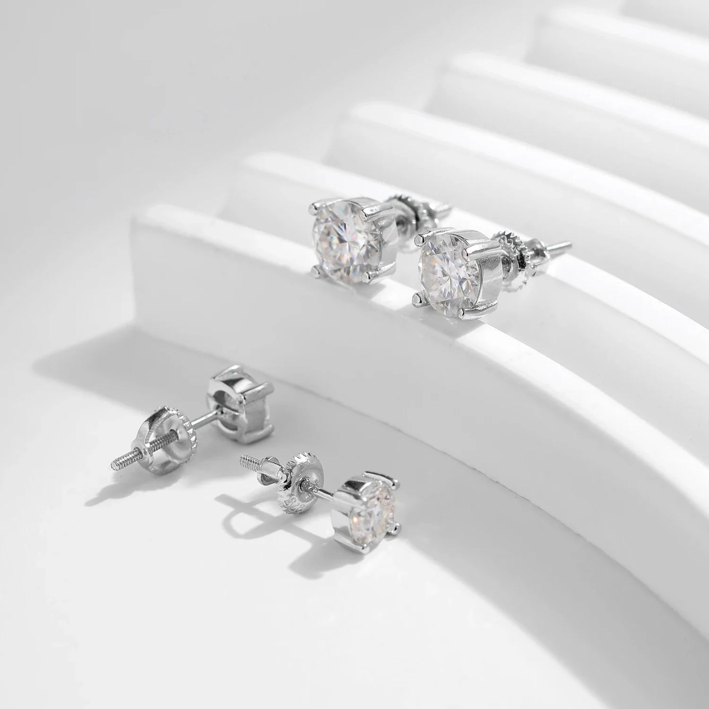 1.00Ct 2.00Ct Moissanite D Color Lab Diamond Stud Earrings For Women 925 Sterling Silver Basic Design Wedding Jewelry