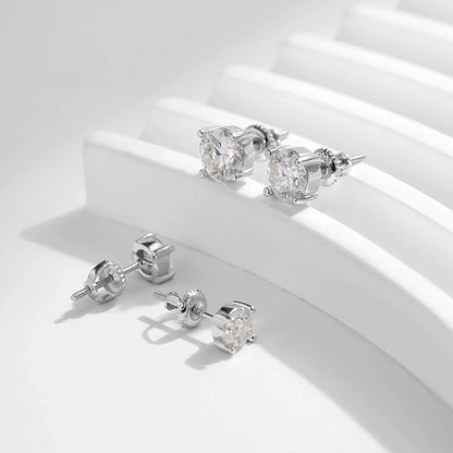 1.00Ct 2.00Ct Moissanite D Color Lab Diamond Stud Earrings For Women 925 Sterling Silver Basic Design Wedding Jewelry