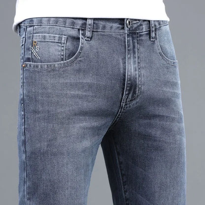 2023 Spring and Autumn New Classic Fashion Solid Color Elastic Small Legs Men's Casual Slim Comfortable Breathable Jeans 28-36