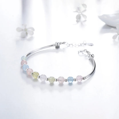 925 Sterling Silver Colorful Beads Crystal Charms Bracelet Fashion New Luxury Bangle Chain For Women Party Jewelry