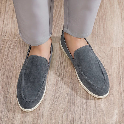 Men's Suede Leather Comfort Loafers, Flat Casual Slip-on Shoes, Fashion Suede Flats, Classic Round Toe Soft Leather Loafers 2026