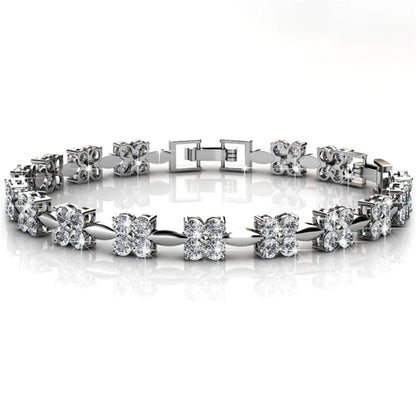 Flower Bracele Embellished with Premium Swarovski Crystals T Quality Brass with 18K Rose Gold Plated Wedding Bridal Gift