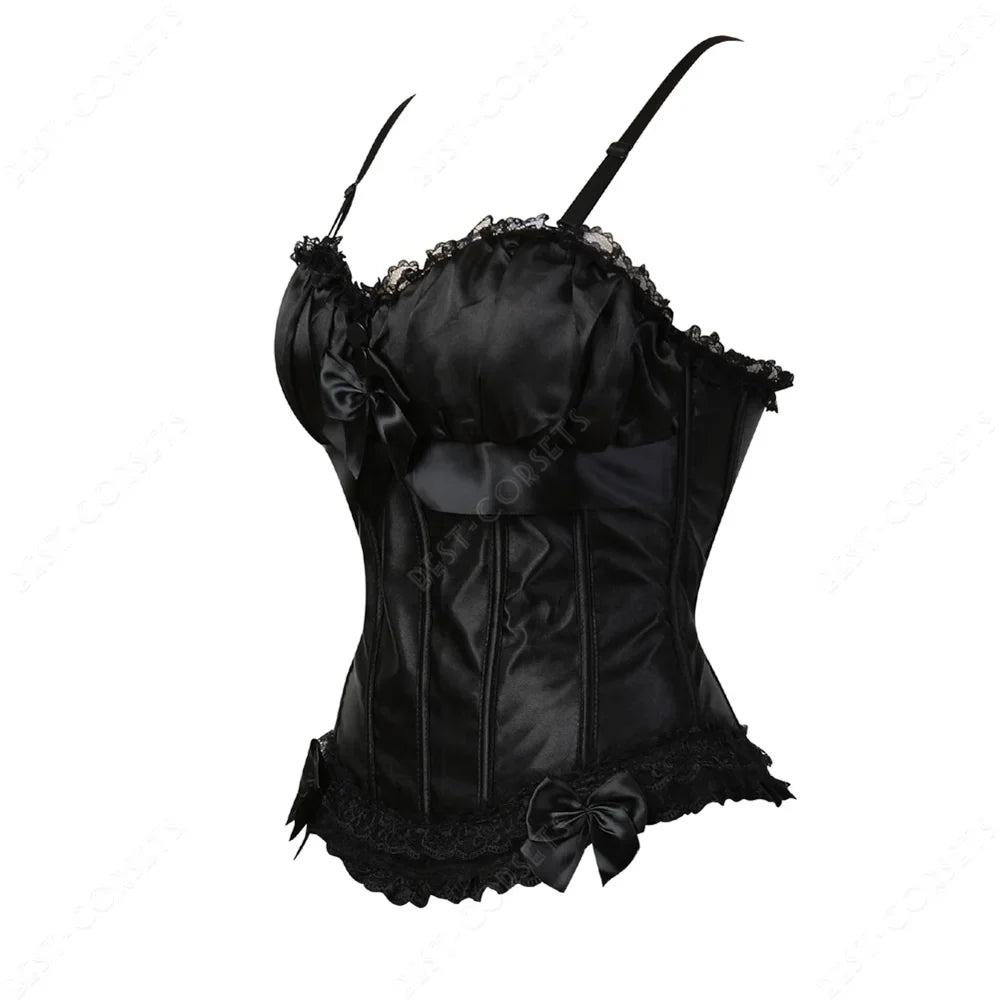 Women Corset Top With Straps Bustier Pink Lace Corset Overbust Tank Tops Thin Straps Sexy Green Corset for Women