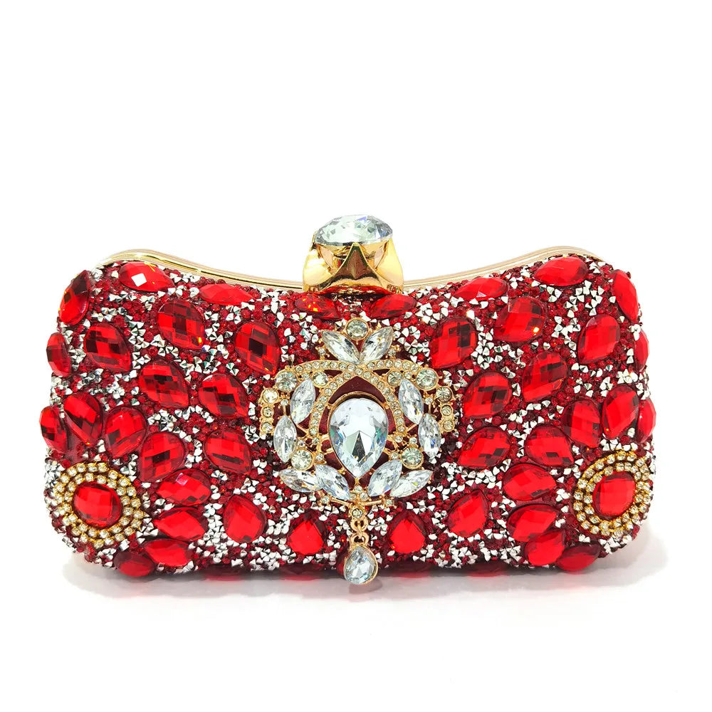 Luxury Fashion Ladies High Heel Slippers and Bags Set with Rhinestones for Wedding