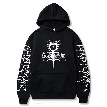 Ghostemane Double Sided Print Hoodie Men's Fashion Hip Hop Metal Rock Hoodies Gothic Oversized Sweatshirt Tracksuit Streetwear