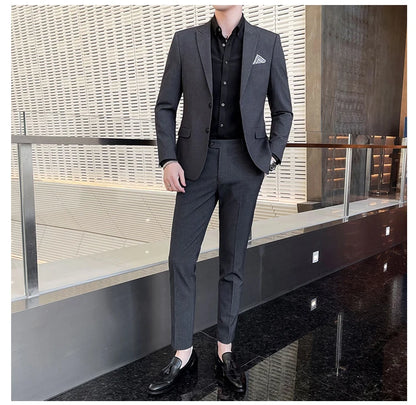 Conjunto de Terno Masculino de Negócios Slim Fit Três Peças 2025 de Alto Padrão Estilo Coreano para Casamento Noivo Festa Terno Colete Calças M-4XL
