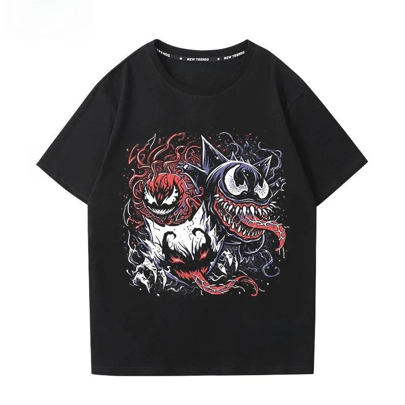 Printing Tee Pure Cotton T-shirt Men's 2026 Summer Fashion Oversize Street Casual Y2K Tops Streetwear Clothing