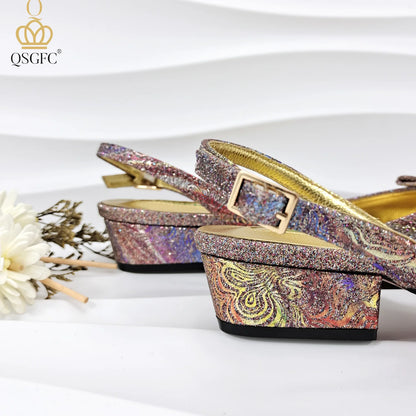 Italian Design Elegant Evening Shoes And Bag Set African Crystal Comfortable Shoes And Capacity Bag Commuter Women's Shoes